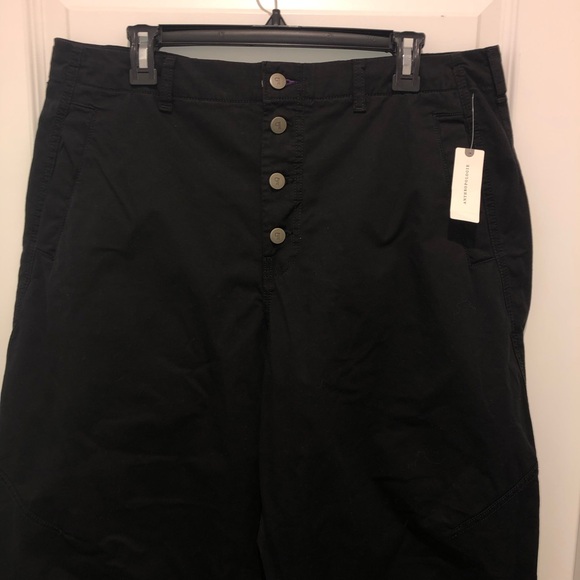 Pilcro Anthropologie The Arin Mid-Rise Button-Front Linen Blend Barrel Pants 33 - Picture 5 of 10